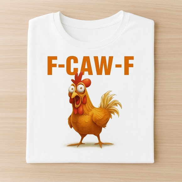 Gildan White Tee with Funny Chicken Graphic - Picture 3 of 4